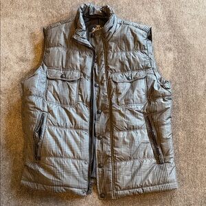 Express Men's Gray Checkered Puffer Vest Size L